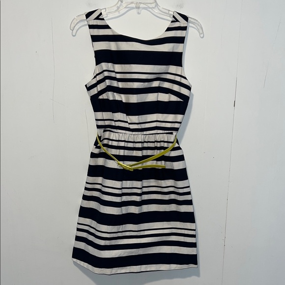 The Limited Dresses & Skirts - The Limited Blue and White Striped Mini Dress with Yellow Belt 0322263